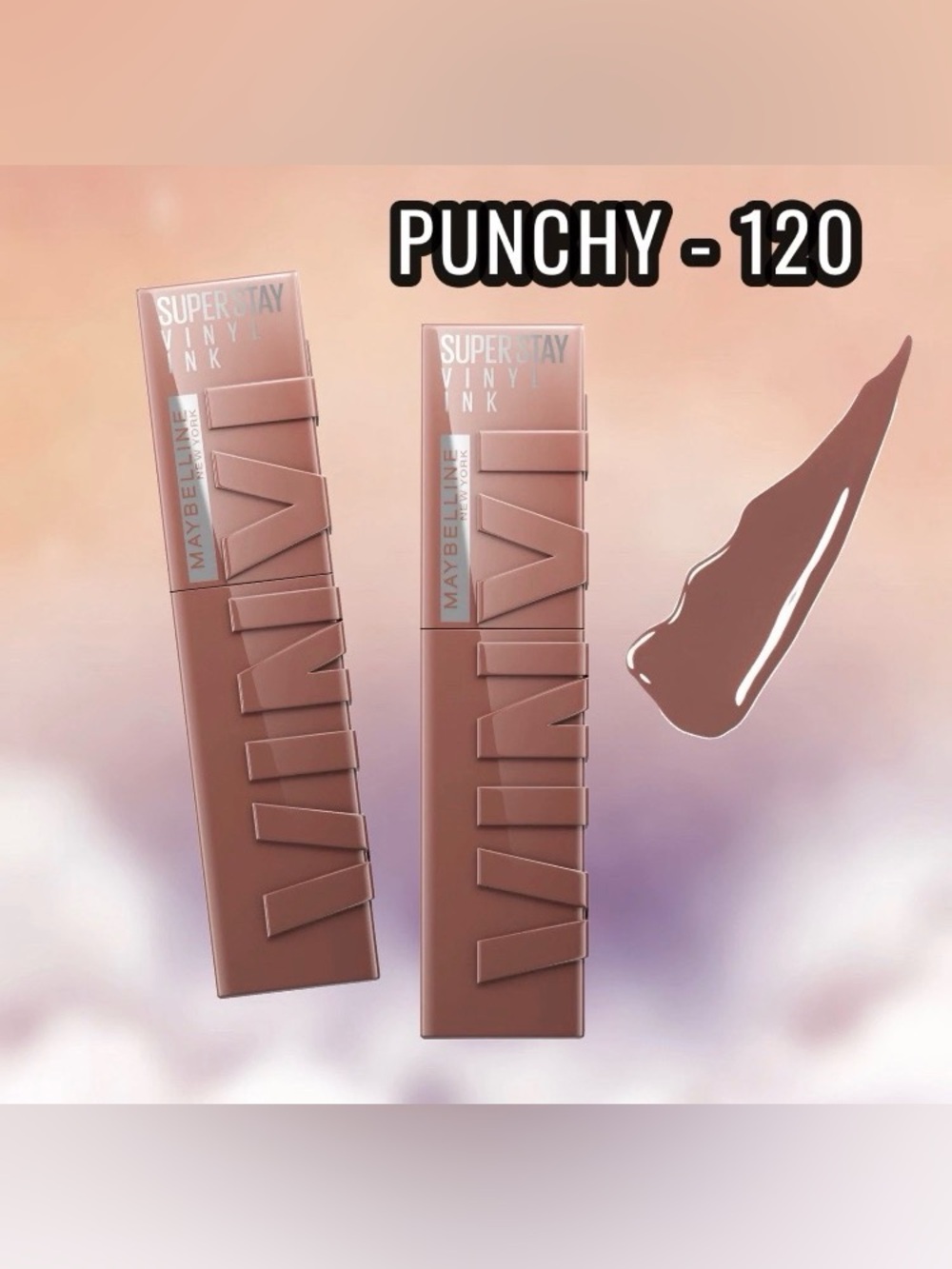 2x Maybelline Super Stay Vinyl Ink Liquid Lipsticks ~120 PUNCHY (Medium Brown)